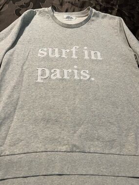 CUISSE DE GRENOUILLE Surf in Paris Light Heather Gray Crewneck Sweatshirt XL